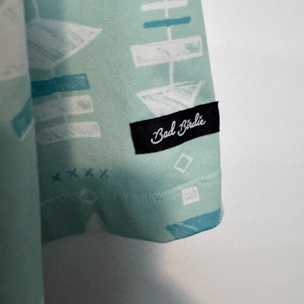 Bad Birdie Polo Shirt Mens XL Green Geometric Abstract Golf Performance Stretch - Picture 5 of 10